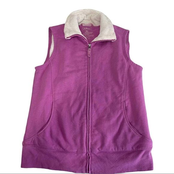 L.L Bean Pink‎ Cream Sherpa Lined Vest Size XS - Picture 1 of 7